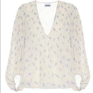 Ganni - Pleated georgette blouse